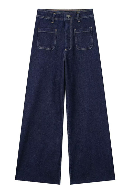 Straight Leg High Waist Pocketed Jeans