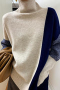 Turtleneck Color Block Splice Side Split Sweater