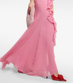 V-neck Ruffle Backless Formal Dress Maxi Dresses