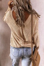 V Neck Criss Cross Back Knitted Top