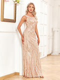 Sequins Rose Gold Fishtail Temperament Formal Dress Maxi Dresses