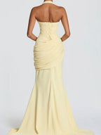 Deep V Halter Backless Mopping Maxi Dresses