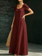 Solid Color Midi Dress