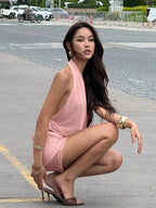 Hollow-out Deep V-neck Spliced Mesh Short Top And Slim-fit See-through Bodycon Skirt Set