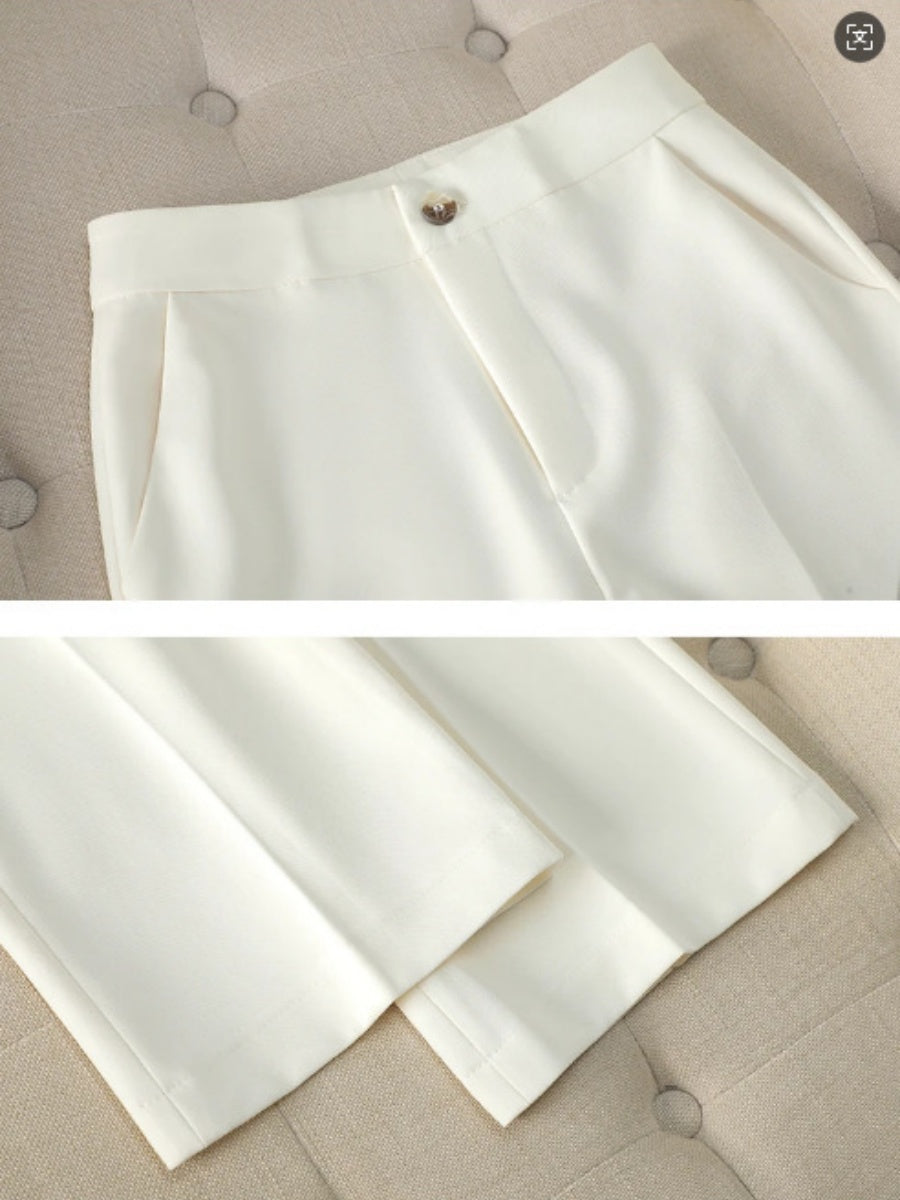 Solid Color Gold Button Decoration Blazers Trousers 2-piece Sets