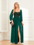 Sequins Sequins Chiffon Slit Formal Dress Maxi Dresses