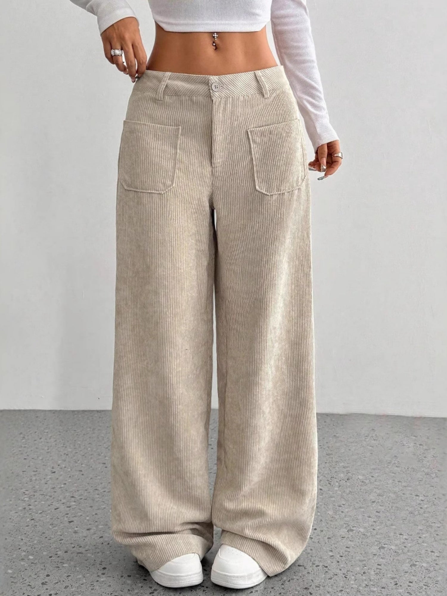 Pocket Loose Wide-leg Pants