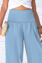Wide-Leg Smocked Waist Pants