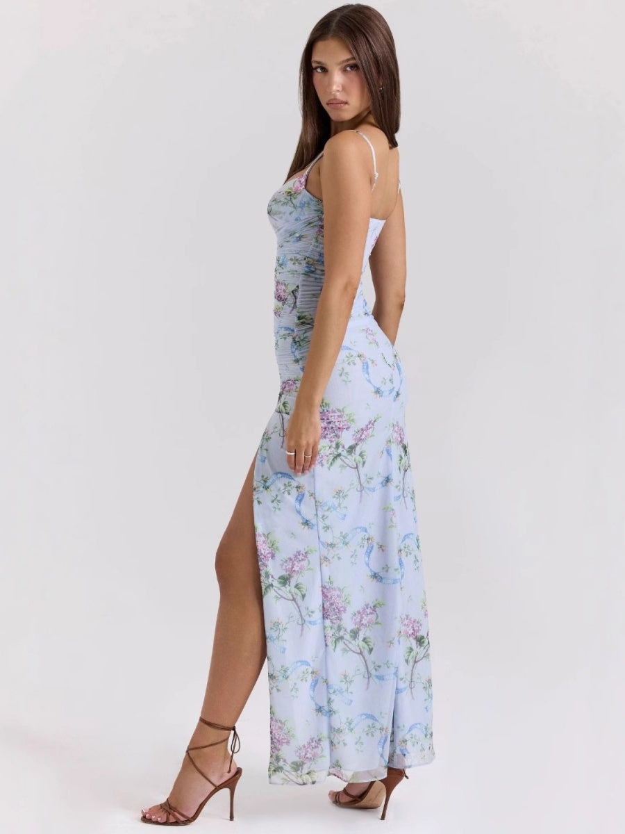 Floral Camisoles Slit Sexy Parties Midi Dresses