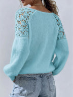 Lace Applique Loose-fit Sweaters