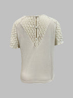 V-neck Lace-trimmed Short-sleeved T-shirt