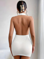 Halter Hip-hugging Solid Color Mini&Short Dresses