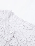 Comfortable And Casual Openwork Cropped Knit Shorts Two-piece Set