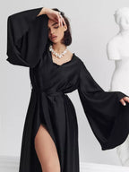 V-neck Thin Strap Nightgown Lazy Style Parties Maxi Dresses