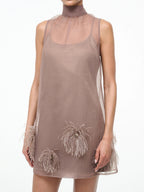 3D Flowers Feather Straight-fit Mini&Short Dresses