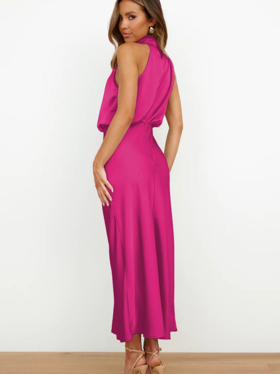 Satin Sleeveless Parties Bridesmaid Midi Dresses