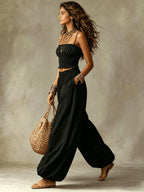 Bandeau Cropped Camisoles Lantern Pants Set 2-piece Sets