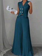 Pleated Pants Vest Grace Commuting Set 2-piece Sets