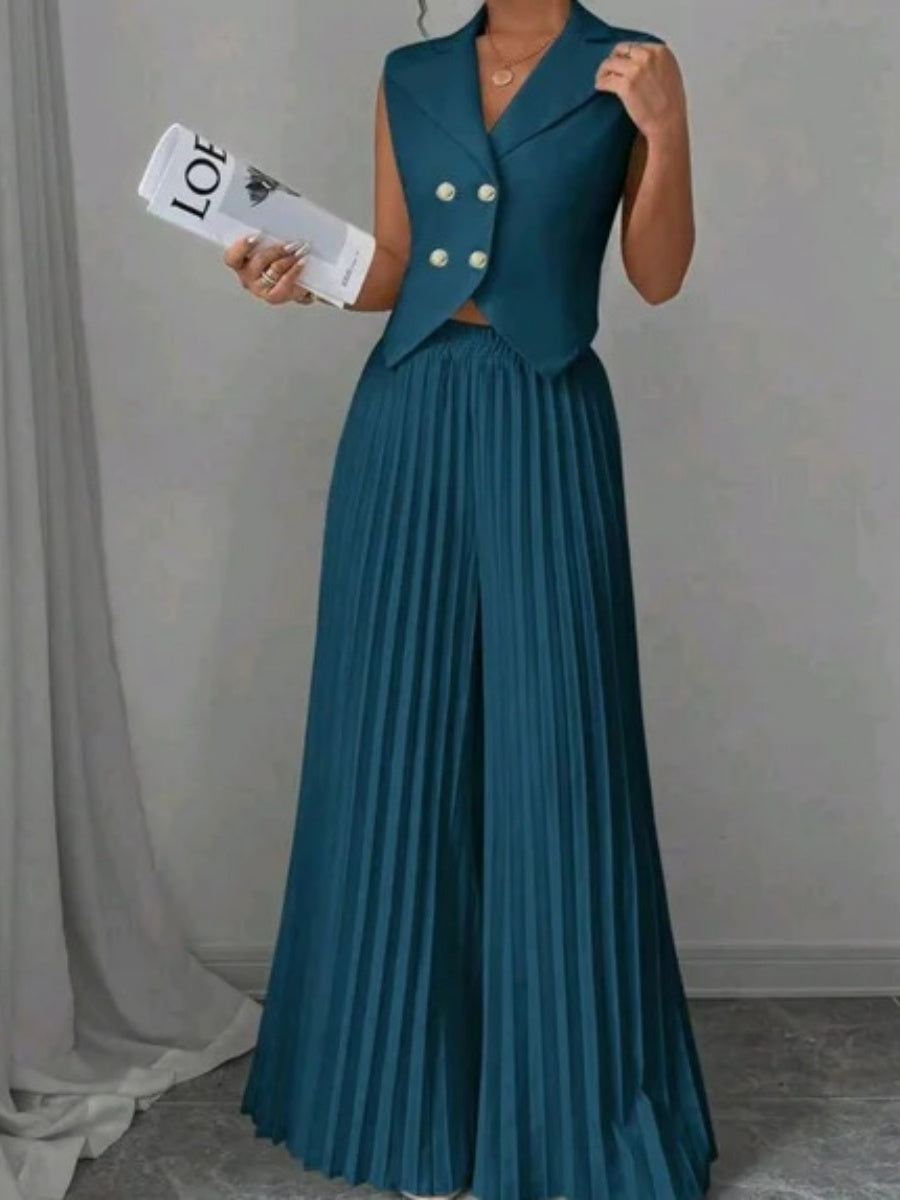 Pleated Pants Vest Grace Commuting Set 2-piece Sets