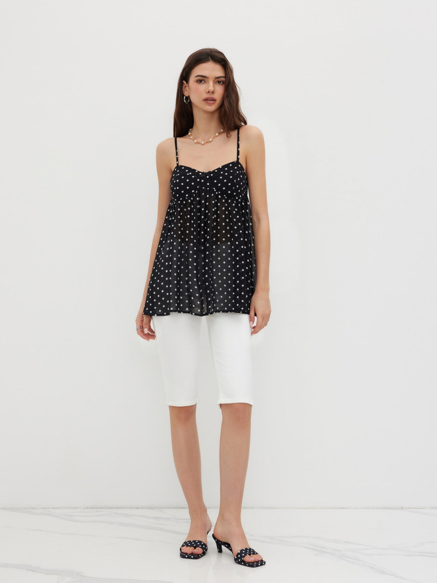 Leopard Print Chiffon Ruffle Tank Top