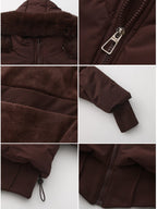 Large Fur Collar Hooded Pockets Short Waist Down Jacket