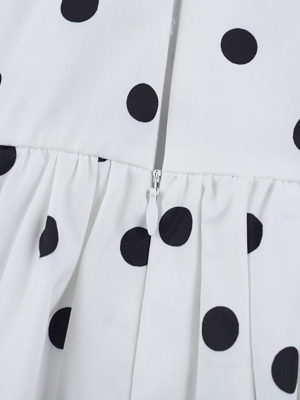 Polka Dots Printed A-line Halter Neck Short Dress