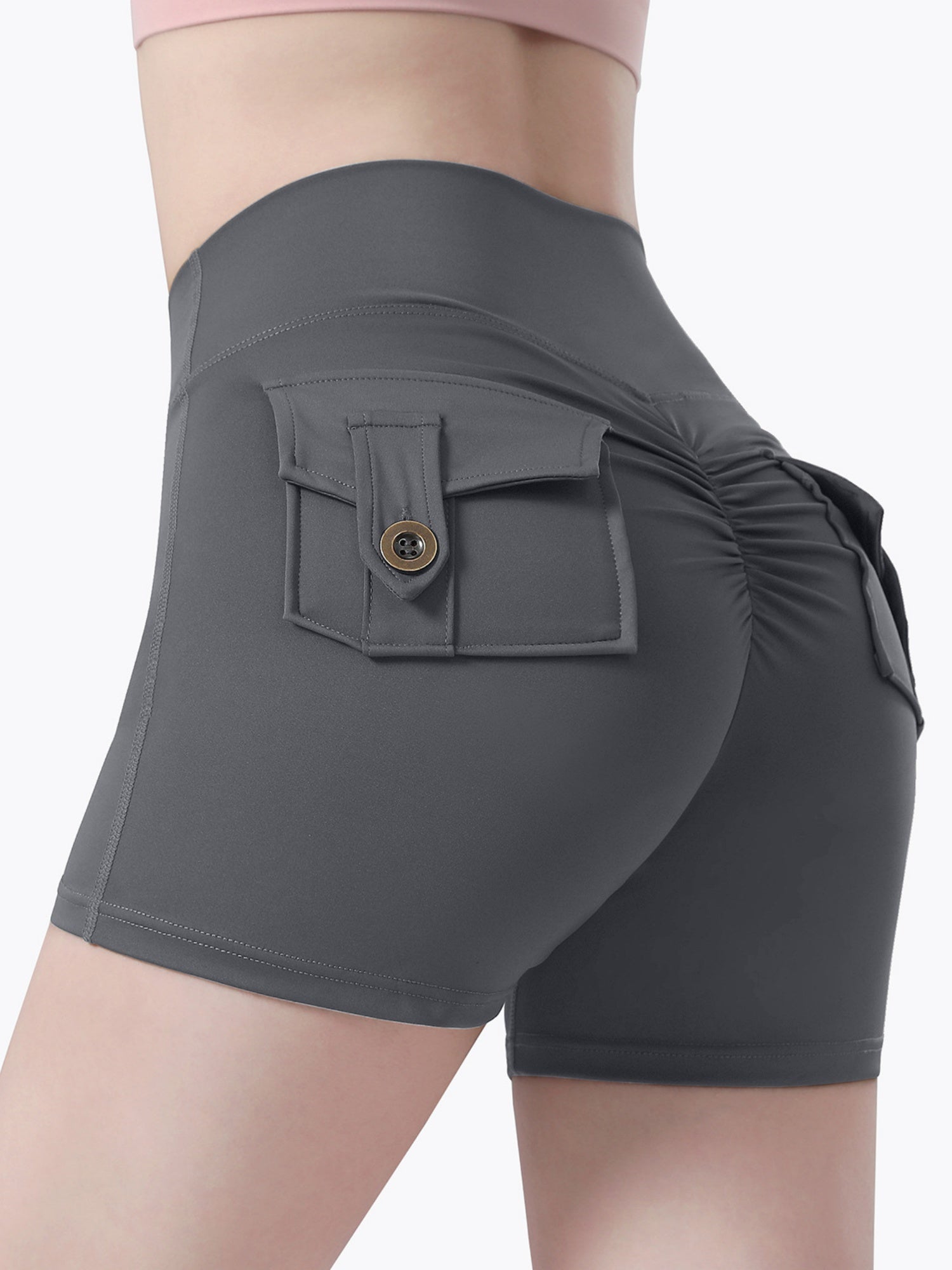Bare-feel Pocket High-waisted, Tummy-flattening, And Butt-lifting Yoga Shorts