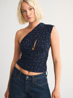 Polka Dots Neckband Cross Straps Backless Tank Tops
