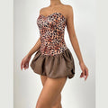 Leopard print backless mini dress  | Festival Outfits Women  | Leopard Print Mini Dress