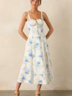 Floral Camisoles Bandage Temperament Slit Sexy Vacation And Leisure Maxi Dresses