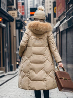 Thick Fur Collar Over-the-knee Mid-length Pocket Down Jacket