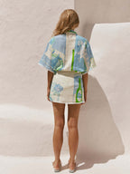 Trim Geometric Print Stylish Shirt And Shorts Two-piece Set
