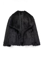 Faux Fur Coats Cozy Winter Women Chic Eco-friendly Fur Jacket In Burgundy