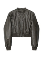 Splice Leather Short Varsity Jacket