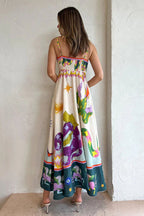 Mythical Creature Print Spaghetti Strap Empire Waist Maxi Dress