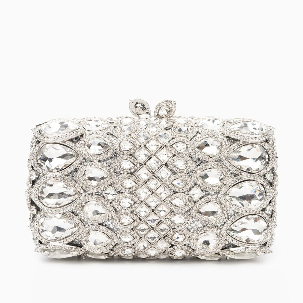 Reina Silver Rhinestones Crystal Clutch Bag