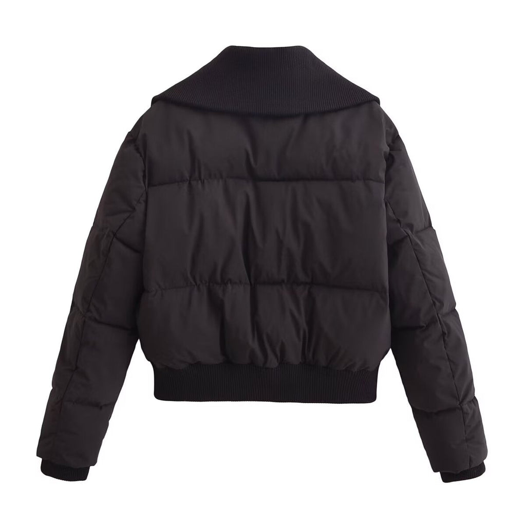 Thread-Decorated Long-Sleeve Padded Jacket