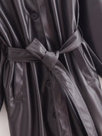 Artificial Leather Long Coat