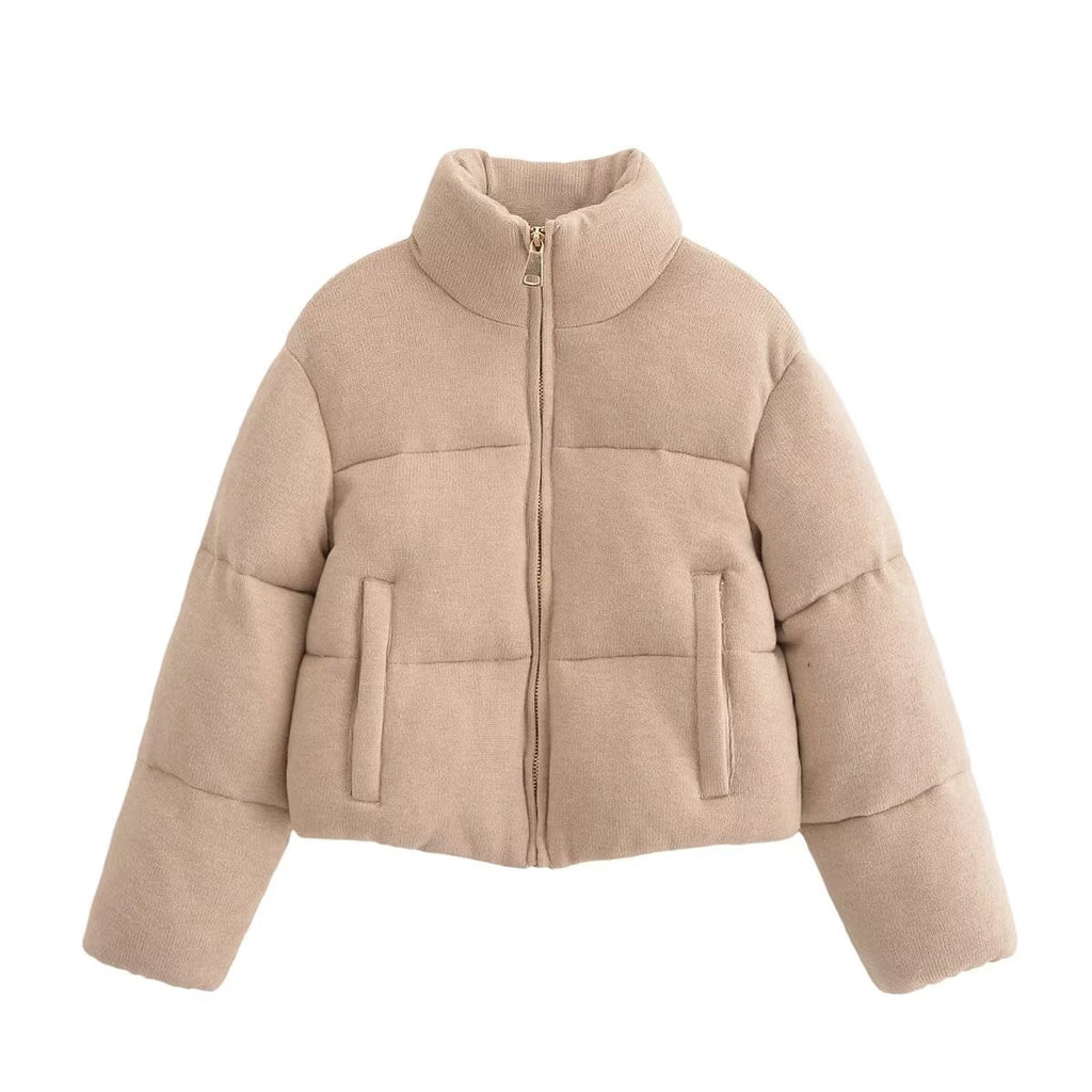 Stand-Collar Short Warm Cotton Jacket