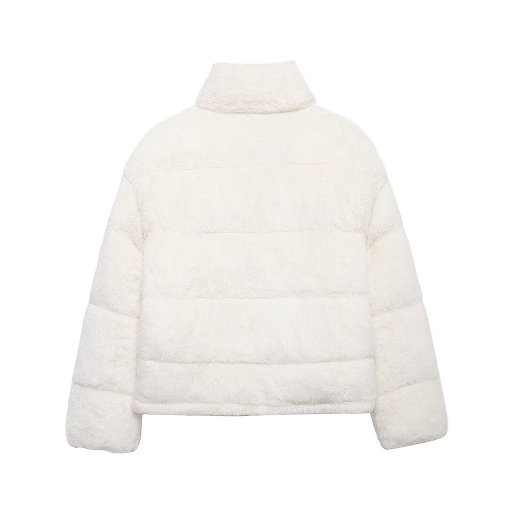 Stand-Collar Long-Sleeve Zipped Padded Jacket