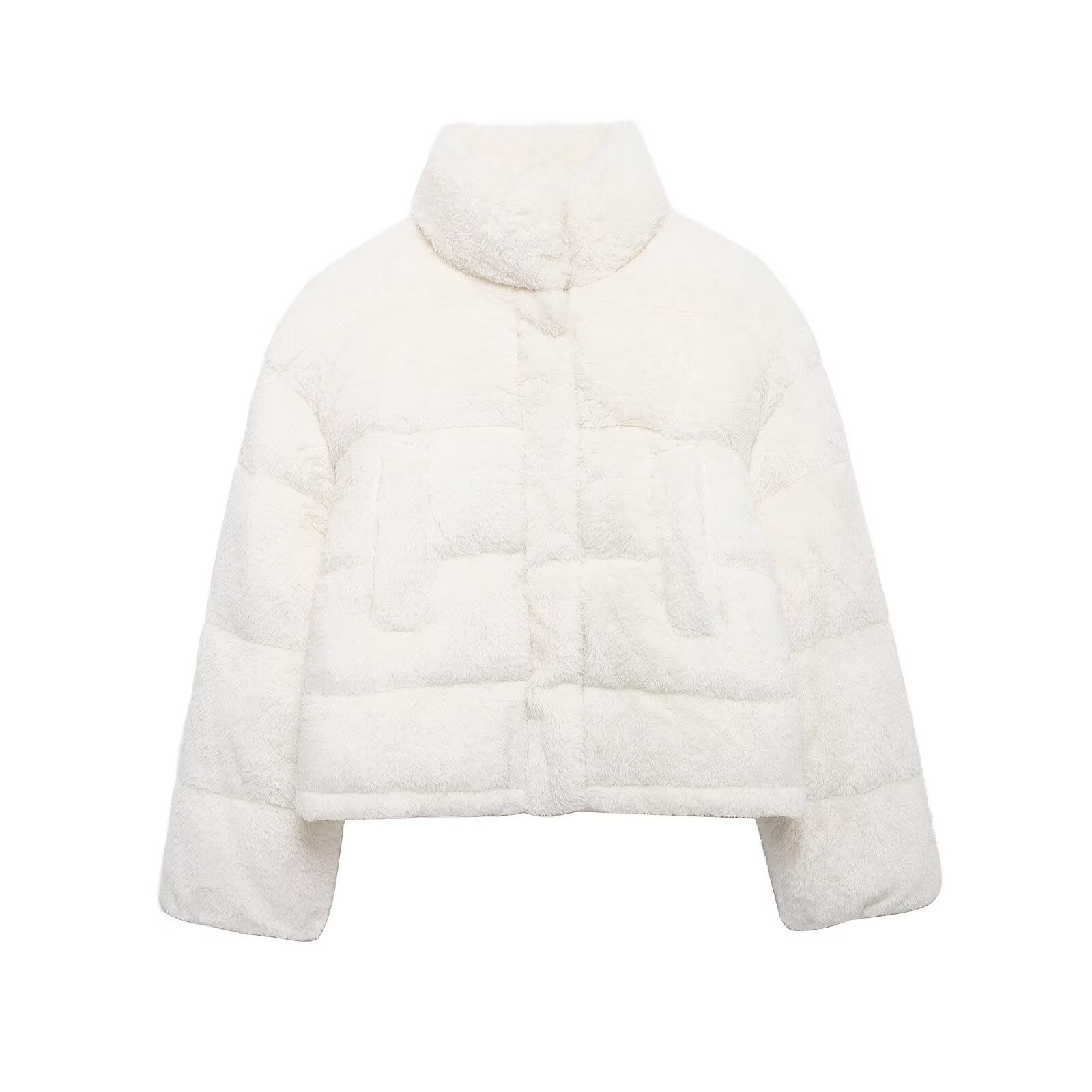 Stand-Collar Long-Sleeve Zipped Padded Jacket