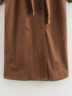 Double Button Long Trench Coat Jacket