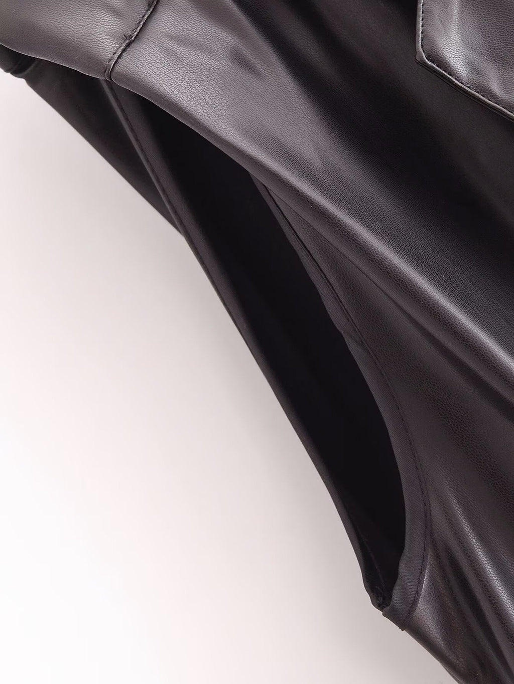 Faux Leather Sleeveless Trench Coat Dress