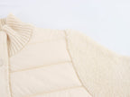 Stand-Collar Knitted Patchwork Jacket