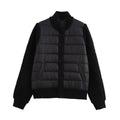 Stand-Collar Knitted Patchwork Jacket