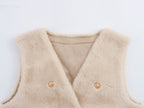 Imitation Marten V-neck Vest Jacket