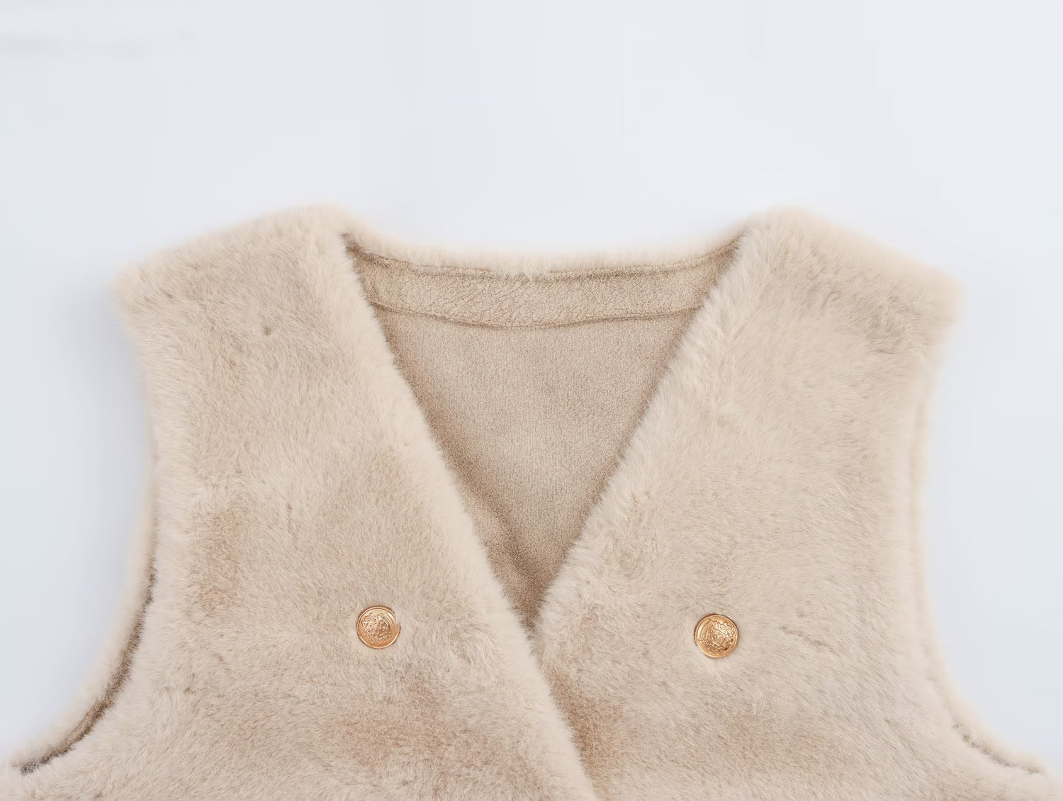 Imitation Marten V-neck Vest Jacket