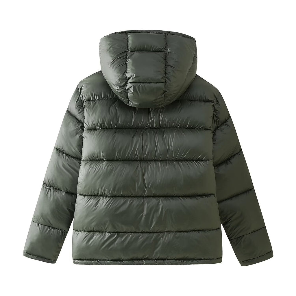 Hooded Long-Sleeve Down Cotton Jacket