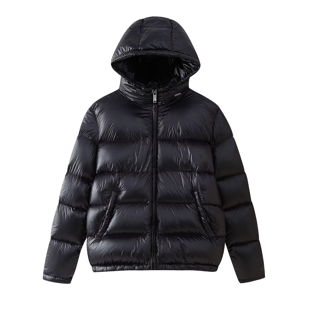 Hooded Long-Sleeve Down Cotton Jacket