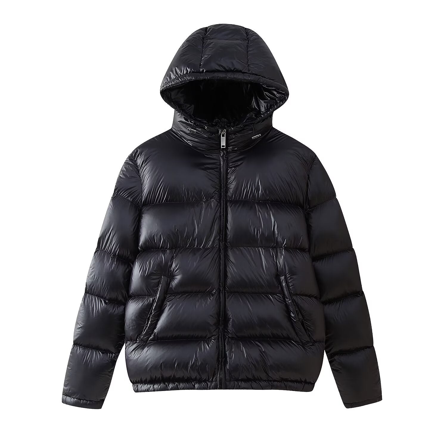 Hooded Long-Sleeve Down Cotton Jacket